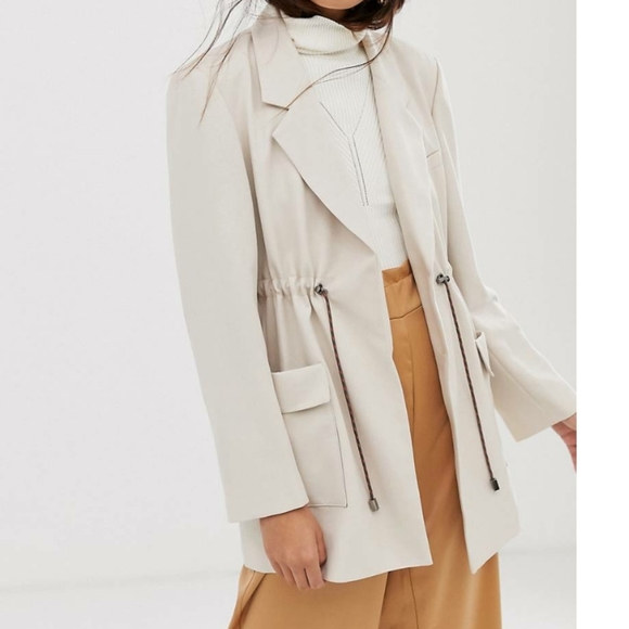 ASOS Jackets & Blazers - ASOS DESIGN Draw Cord Longline Blazer/Jacket